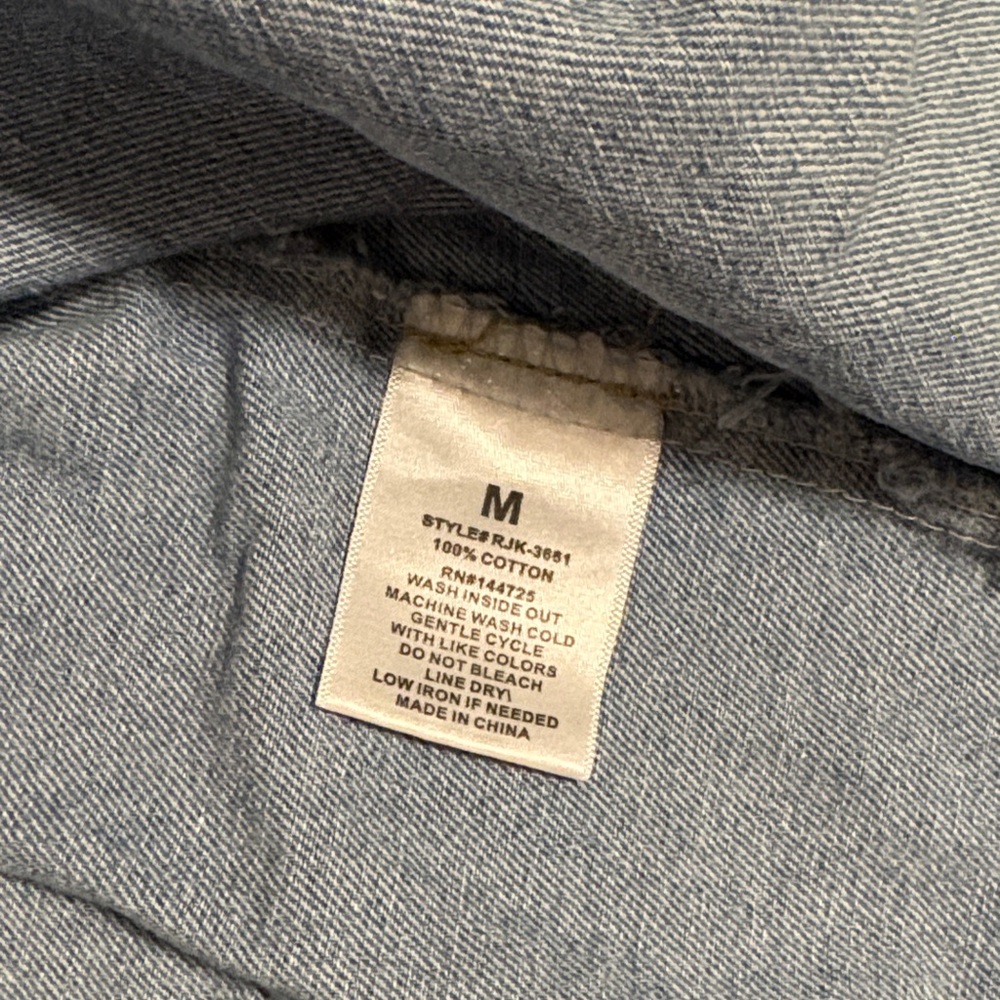 American Bazi Light Blue Oversized Denim Jacket Label Detail - Picture 3 of 10